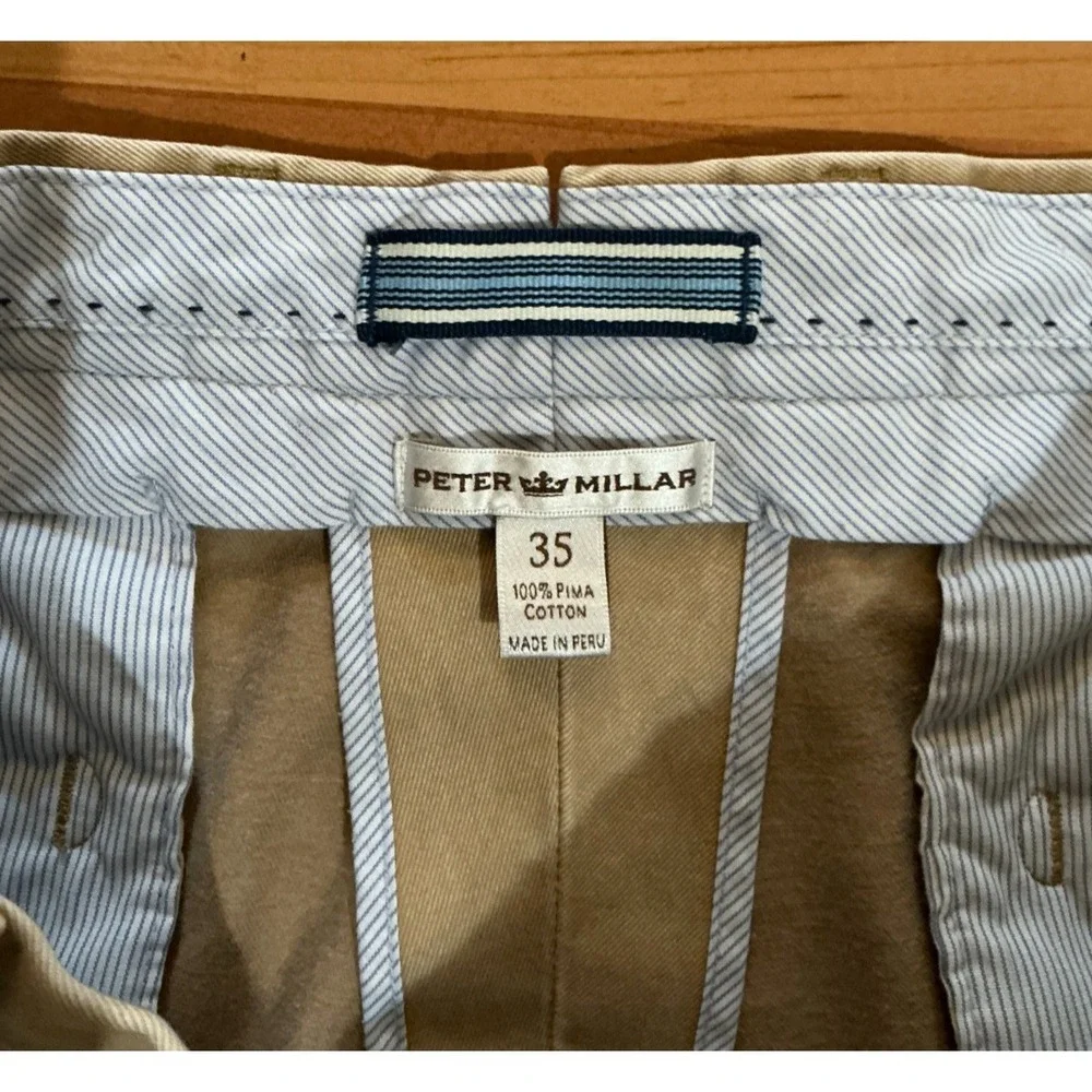 Peter‎ Millar Khaki Chinos sz 35 100% Cotton Classic Fit Peru
